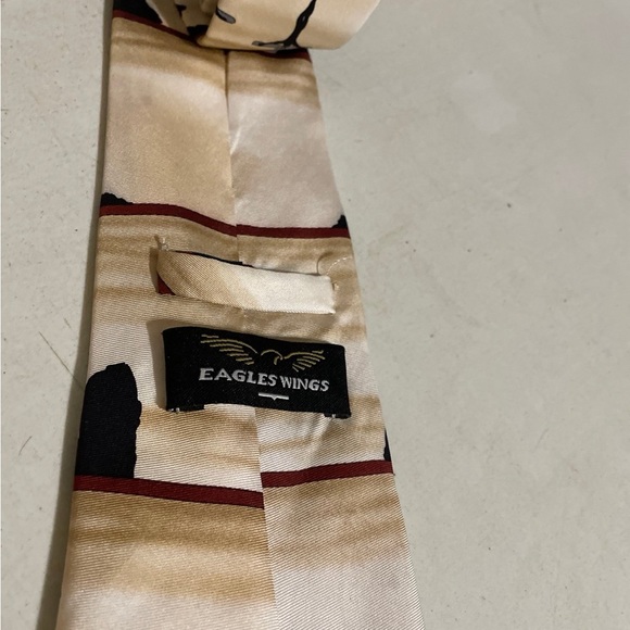 Eagles Wings Easter Jesus Religious Tan Silk Neck Tie - Picture 5 of 6